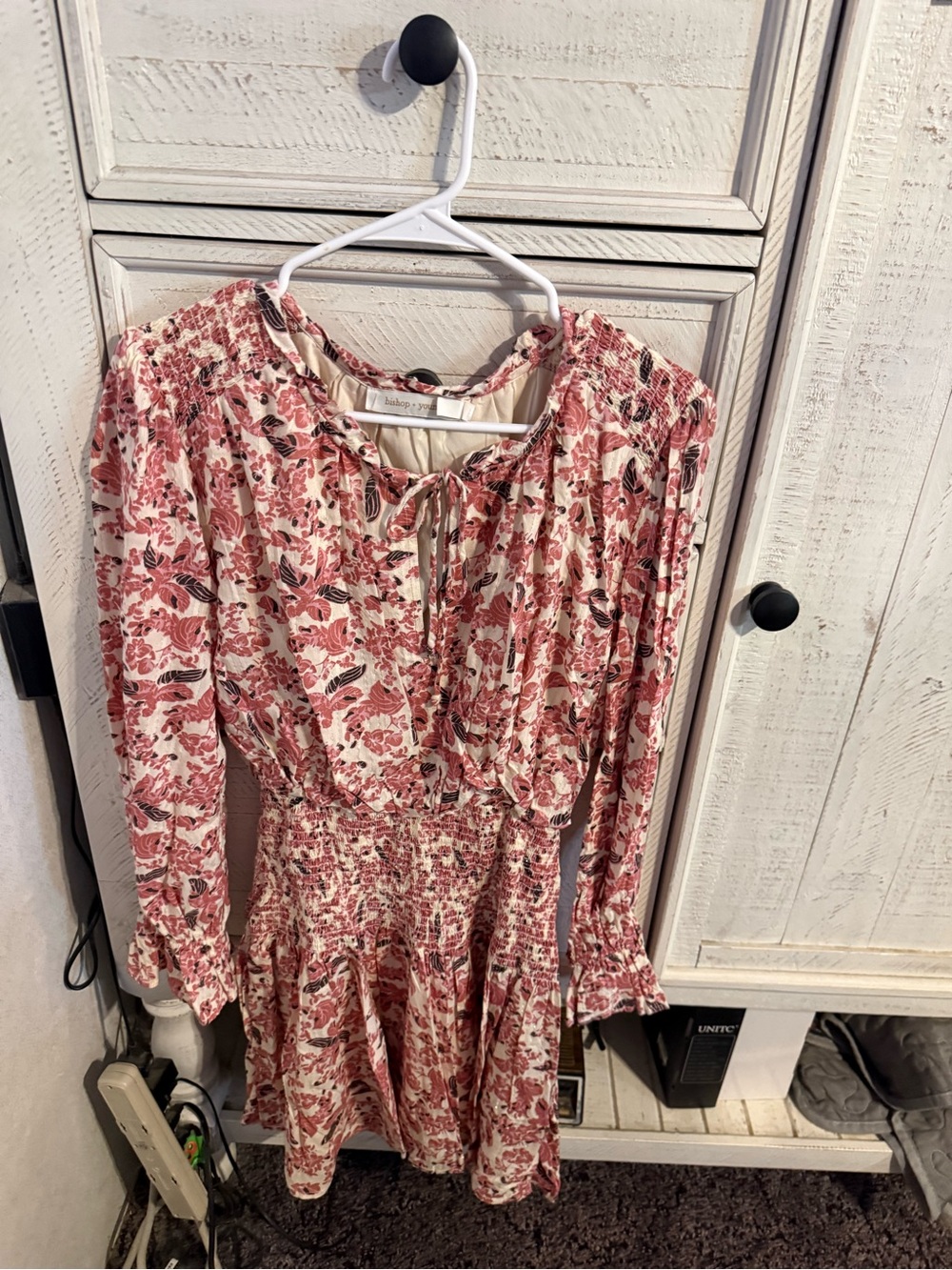 bishop + young Cream and Pink Floral Long-Sleeve Smocked Dress - Picture 4 of 4